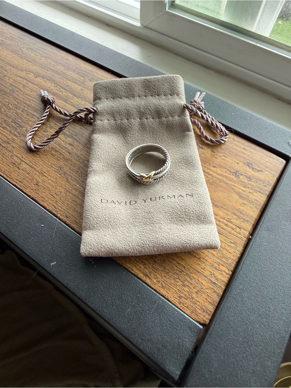 David Yurman Two-Tone Cable Stackable Ring in Silver and Gold
